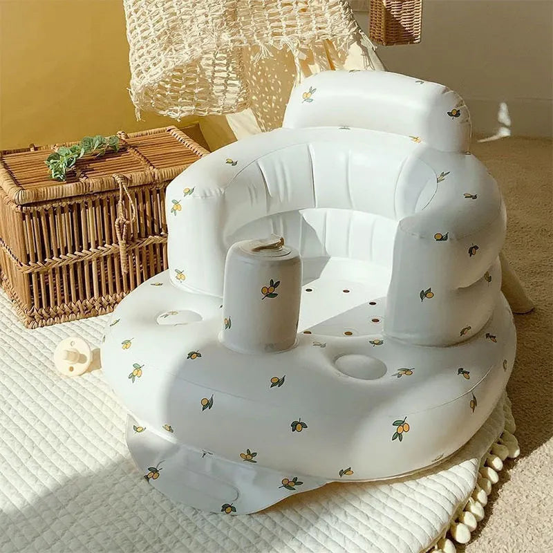 Inflatable Baby Chair for Dining & Bath (Olive) n a