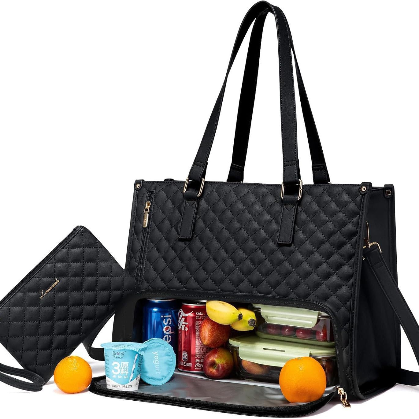 Women's Insulated Lunch Bag Black 42x30x18cm