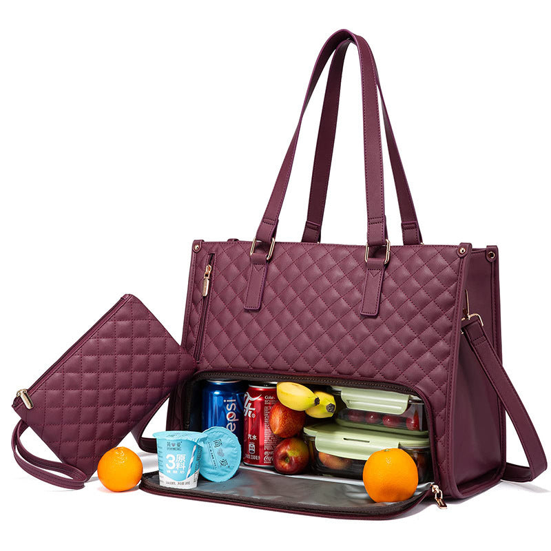 Women's Insulated Lunch Bag Wine Red 42x30x18cm