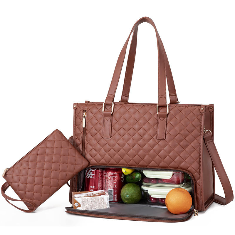 Women's Insulated Lunch Bag Dark Brown 42x30x18cm