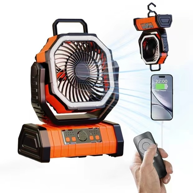 Outdoor Household Power Bank LED Light Camping Fan F6 Orange 20000 MA