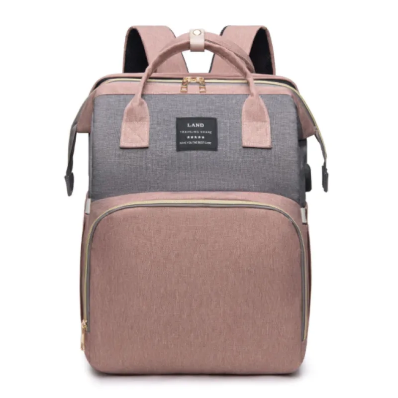 Large-Capacity Mommy Bag Pink Grey