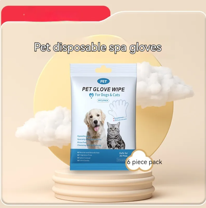 Pet Cleaning Gloves & Wipes Extra Thick Disposable Gloves