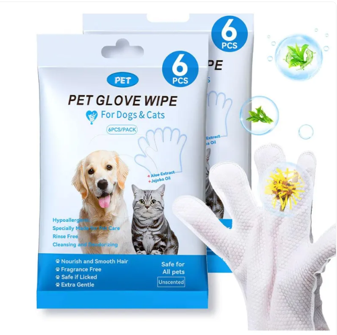 Pet Cleaning Gloves & Wipes Disposable Gloves 2pcs