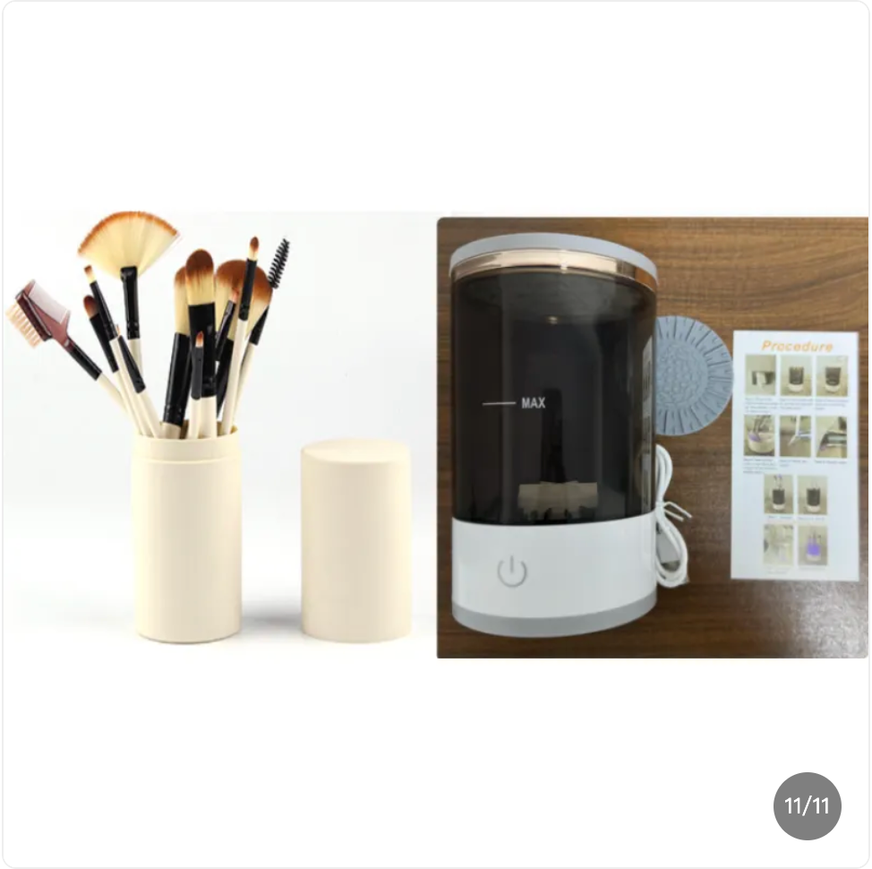 Makeup Brush Cleaner Black Set Rechargeable Model